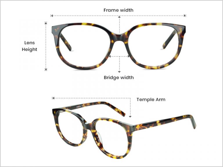 Glasses frame size online